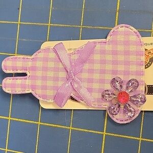 Gingham Bunny 4" Pin Purple